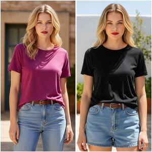 Christopher Banks Layer Your Look Large Black Pink Short Sleeve Tee Bundle